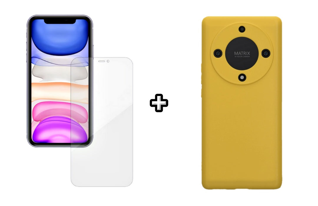 Set Husa Silicon plus Folie din silicon Case Friendly compatibila cu Honor Magic6 Lite, galbena, protectie 360