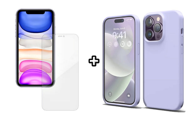 Set Husa Silicon plus Folie din silicon Case Friendly compatibila cu Apple iPhone 16 Pro, mov, protectie 360