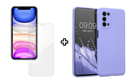 Set Husa Silicon plus Folie din silicon Case Friendly compatibila cu OPPO A72, mov, protectie 360