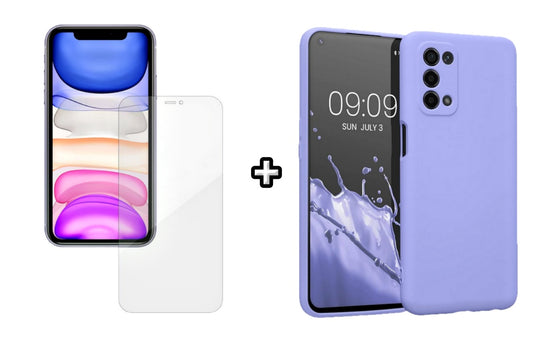 Set Husa Silicon plus Folie din silicon Case Friendly compatibila cu OPPO A72, mov, protectie 360