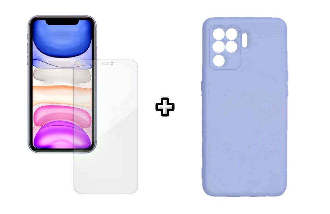 Set Husa Silicon plus Folie din silicon Case Friendly compatibila cu OPPO Reno5 Lite, mov, protectie 360