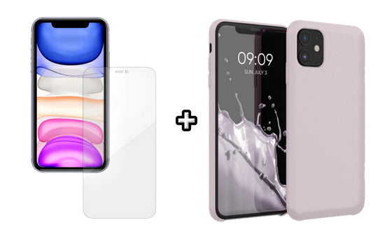 Set Husa Silicon plus Folie din silicon Case Friendly compatibila cu Xiaomi Mi 11 Lite, mov, protectie 360