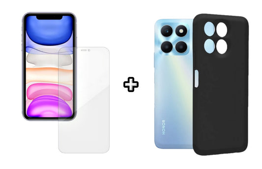 Set Husa Silicon plus Folie din silicon Case Friendly compatibila cu Honor X8b, neagra, protectie 360