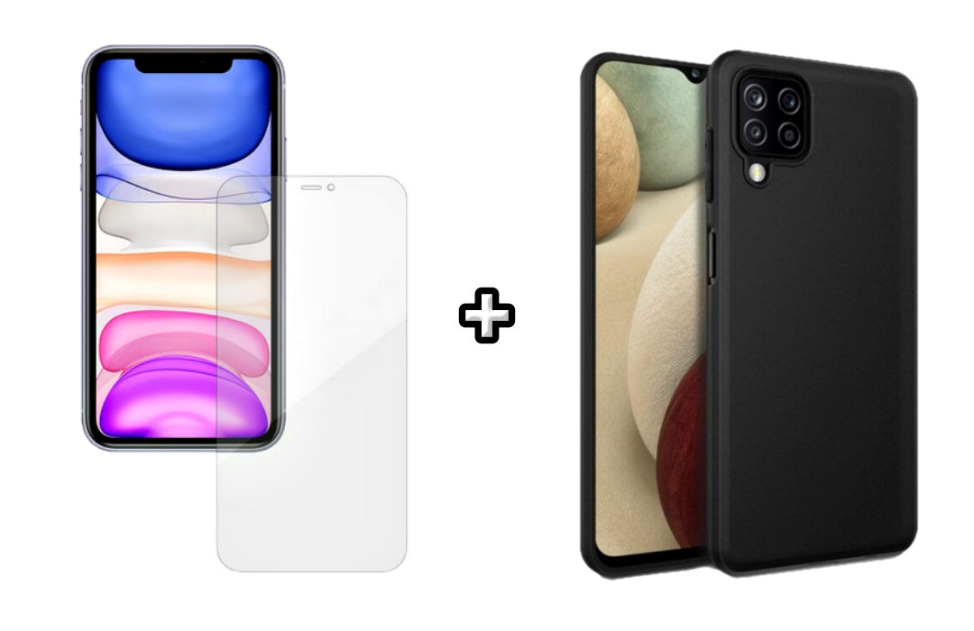 Set Husa Silicon plus Folie din silicon Case Friendly compatibila cu Samsung Galaxy A22 5G, neagra, protectie 360