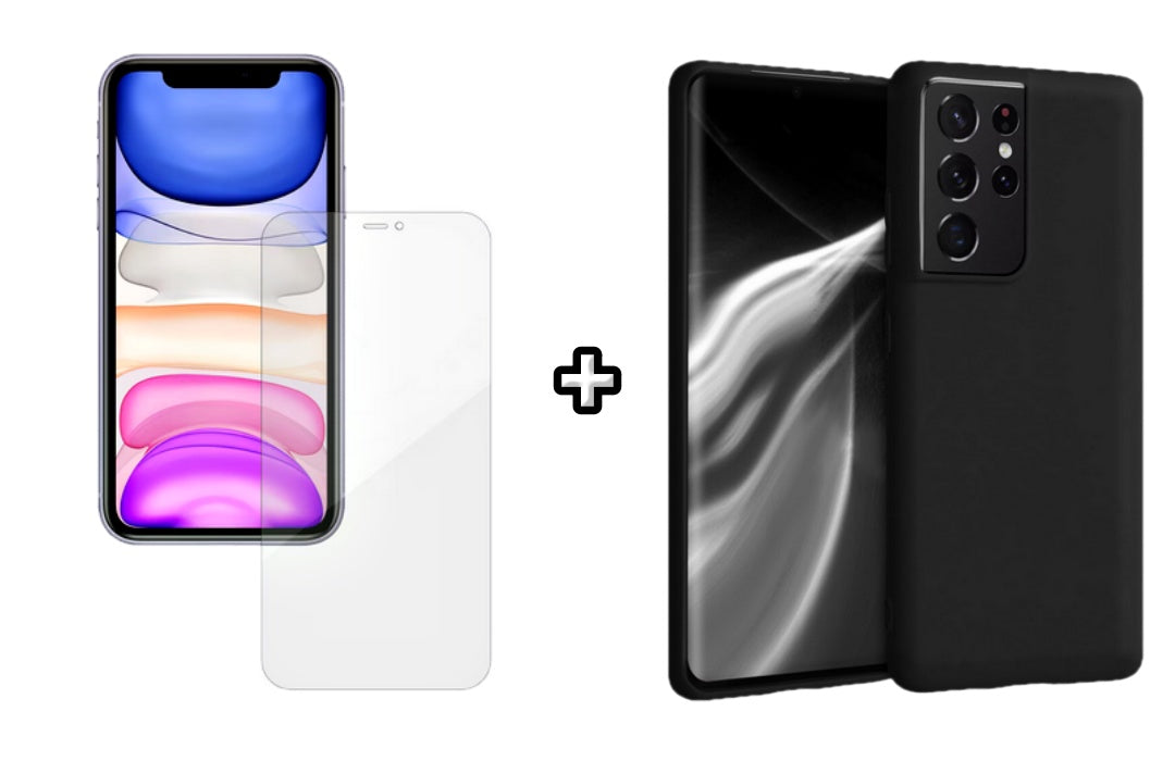 Set Husa Silicon plus Folie din silicon Case Friendly compatibila cu Samsung Galaxy S23 Ultra, neagra, protectie 360