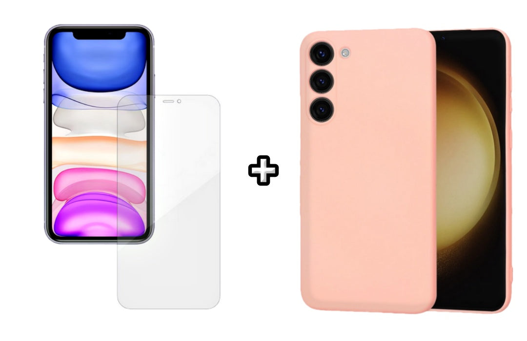 Set Husa Silicon plus Folie din silicon Case Friendly compatibila cu Samsung Galaxy S24, roz pudra, protectie 360