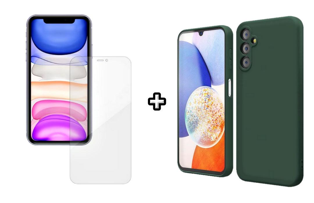 Set Husa Silicon plus Folie din silicon Case Friendly compatibila cu Samsung Galaxy A03s, verde inchis, protectie 360