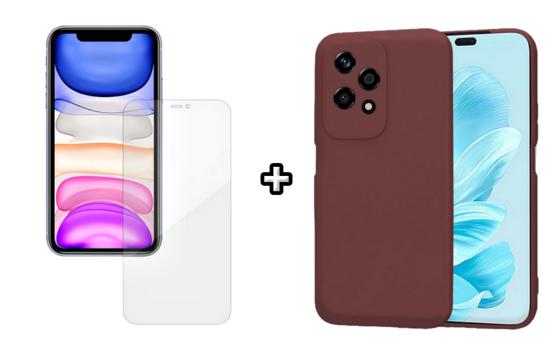 Set Husa Silicon plus Folie din silicon Case Friendly compatibila cu Honor 200 Lite, visinie, protectie 360