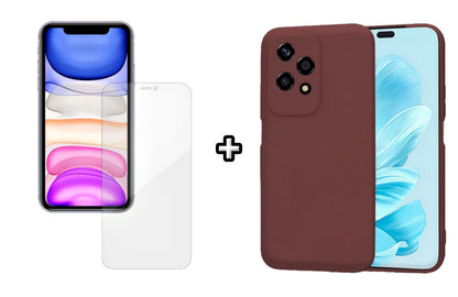 Set Husa Silicon plus Folie din silicon Case Friendly compatibila cu Honor 200 Lite, visinie, protectie 360