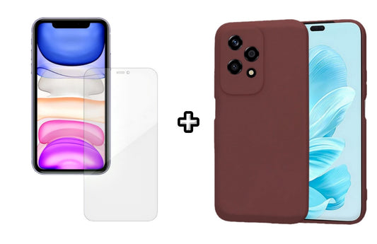 Set Husa Silicon plus Folie din silicon Case Friendly compatibila cu Honor 200 Lite, visinie, protectie 360