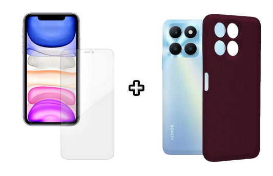 Set Husa Silicon plus Folie din silicon Case Friendly compatibila cu Honor X8b, visinie, protectie 360