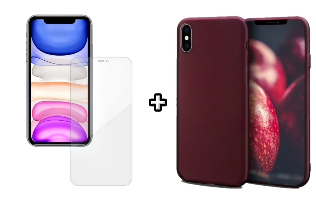 Set Husa Silicon + Folie din silicon Case Friendly compatibila cu Apple iPhone X, visinie, protectie 360