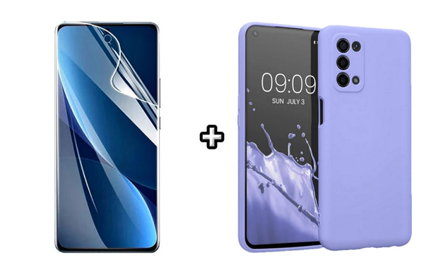 Set Husa Silicon plus Folie din sticla Transparenta compatibila cu OPPO A72, mov, protectie 360