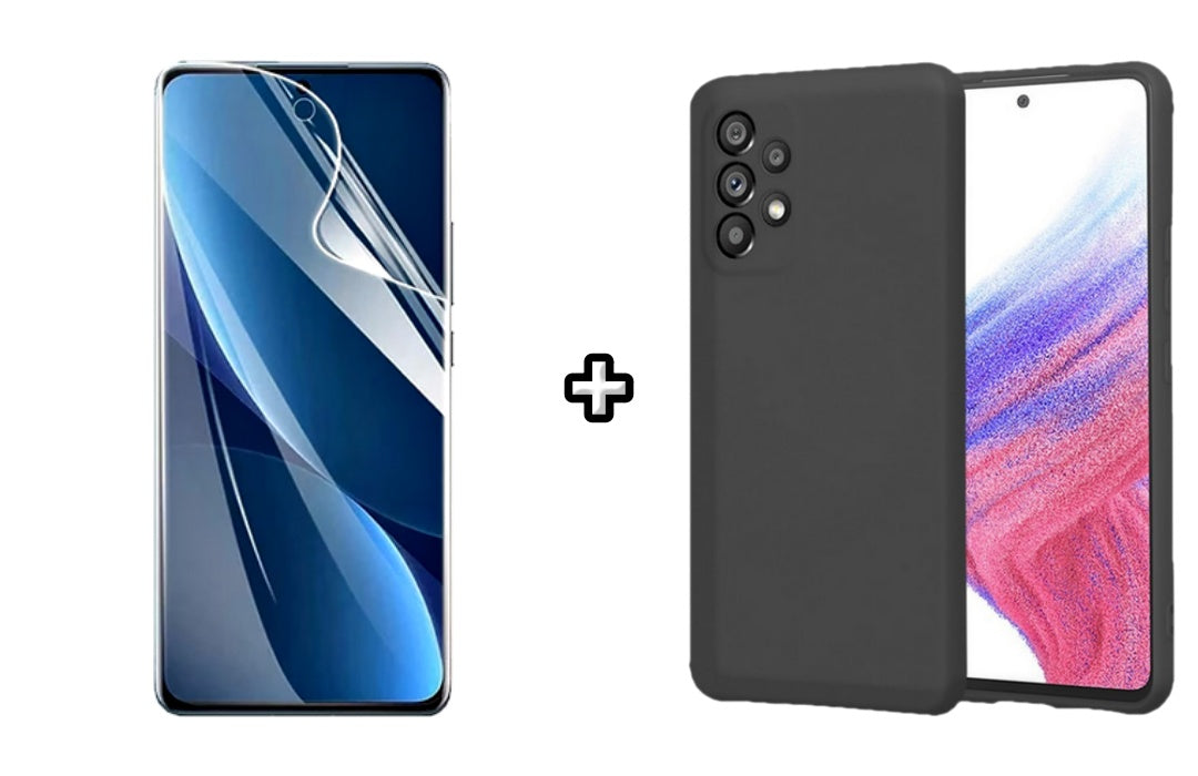 Set Husa Silicon plus Folie din sticla Transparenta compatibila cu Samsung Galaxy A32 5G, neagra, protectie 360