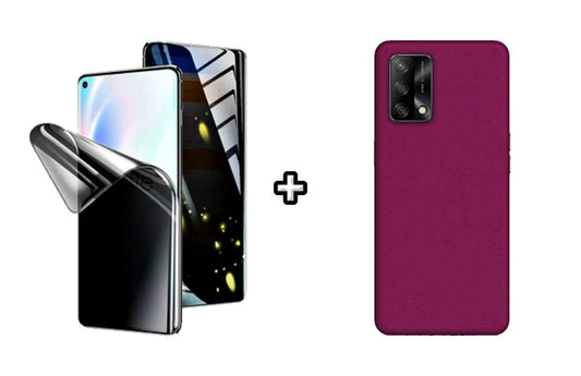 Set Husa Silicon plus Folie din silicon Privacy compatibila cu OPPO A74 4G, visinie, protectie 360