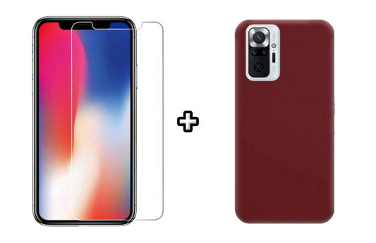 Set Husa Silicon plus Folie din sticla transparenta compatibila cu Xiaomi Redmi Note 10s, visinie, protectie 360