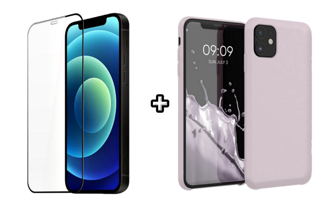 Set Husa Silicon plus Folie din silicon transparenta compatibila cu Xiaomi Mi 11 Lite, mov, protectie 360