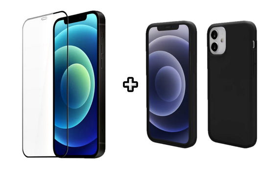 Set Husa Silicon + Folie din silicon transparenta compatibila cu Apple iPhone 11, neagra, protectie 360