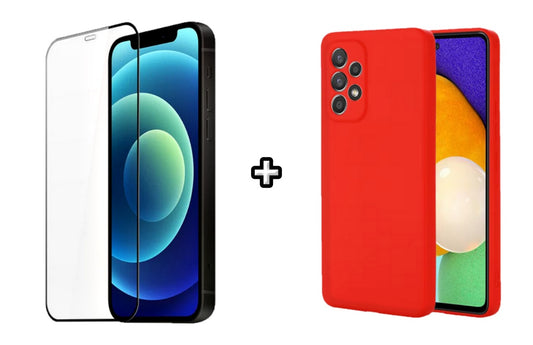 Set Husa Silicon plus Folie din silicon transparenta compatibila cu Samsung Galaxy A53, rosie, protectie 360
