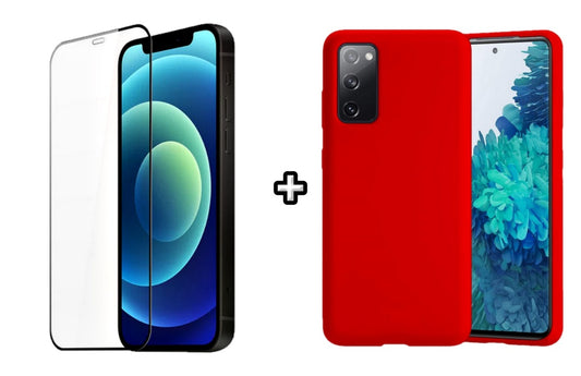 Set Husa Silicon plus Folie din silicon transparenta compatibila cu Samsung Galaxy S20 FE, rosie, protectie 360