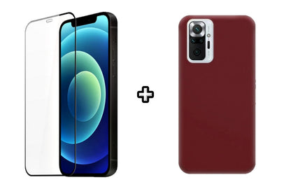 Set Husa Silicon plus Folie din silicon transparenta compatibila cu Xiaomi Redmi Note 10 Pro, visinie, protectie 360
