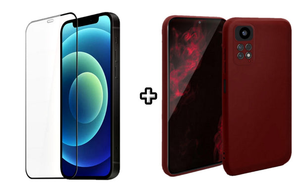 Set Husa Silicon plus Folie din silicon transparenta compatibila cu Xiaomi Redmi Note 11 Pro, visinie, protectie 360